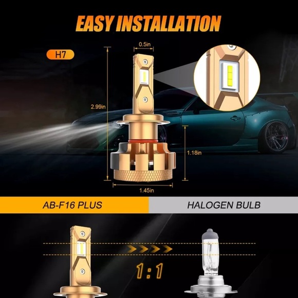 2X AUXBEAM H11 Canbus LED Headlight Bulbs Conversion Kit White 6000K 70W 14000LM - Picture 9 of 12